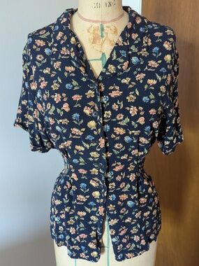 90's Rena Rowan for Saville Flowery Button Down